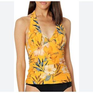 La Blanca Belle Halter Womens Tankini Top Floral Print Size 4 Pool Beach Sexy